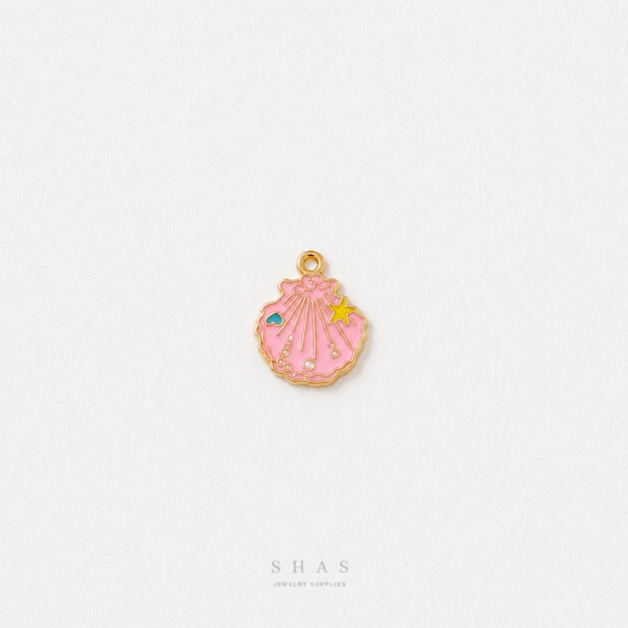 EC04F Pink Sea Shell Enamel Charm ( 1 pc ) High Quality Shine