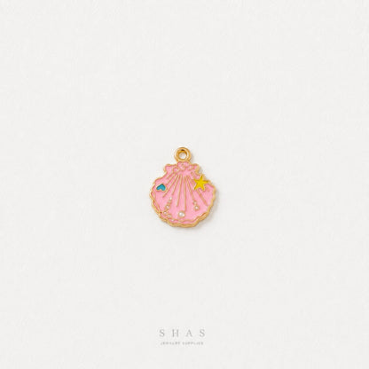 EC04F Pink Sea Shell Enamel Charm ( 1 pc ) High Quality Shine