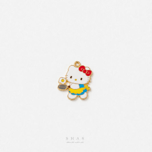 EC04W Chef Hello Kitty  Enamel Charm ( 1 pc ) High Quality Shine