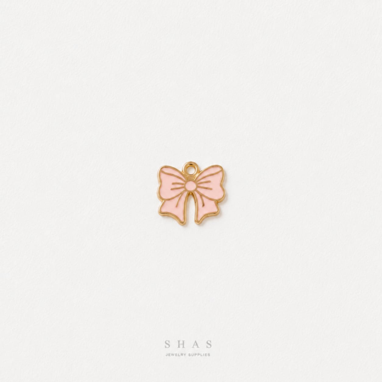 EC03Z Pink Bow Enamel Charm ( 1 pc ) High Quality Shine