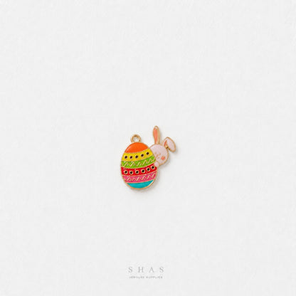 EC04E Easter Egg Bunny Enamel Charm ( 1 pc ) High Quality Shine