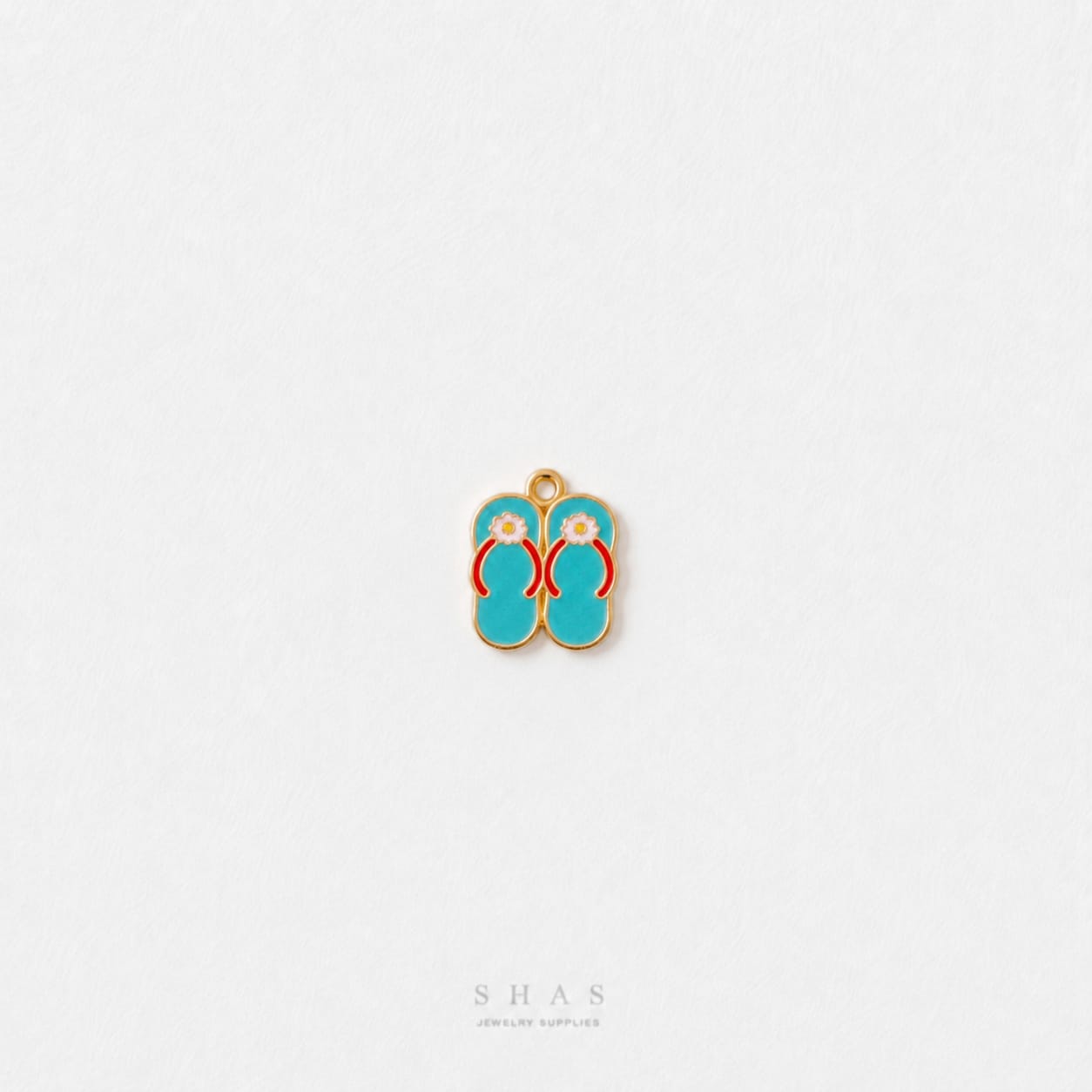 EC04Y Beach Slippers Enamel Charm ( 1 pc ) High Quality Shine
