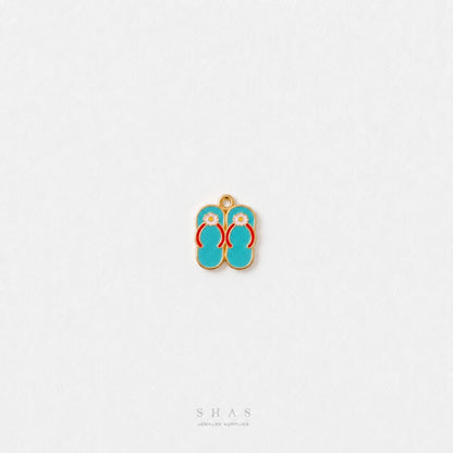 EC04Y Beach Slippers Enamel Charm ( 1 pc ) High Quality Shine