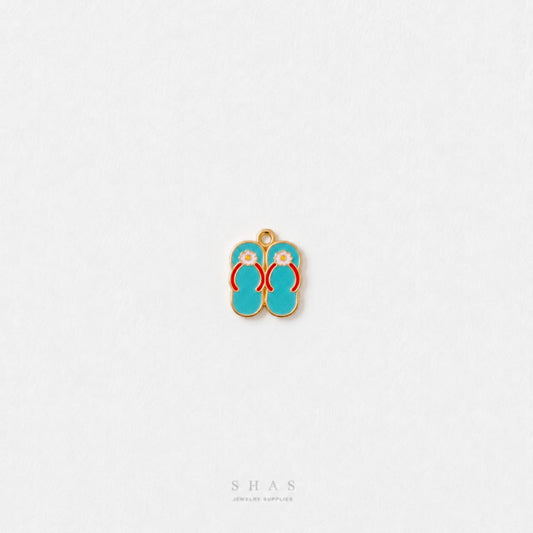EC04Y Beach Slippers Enamel Charm ( 1 pc ) High Quality Shine