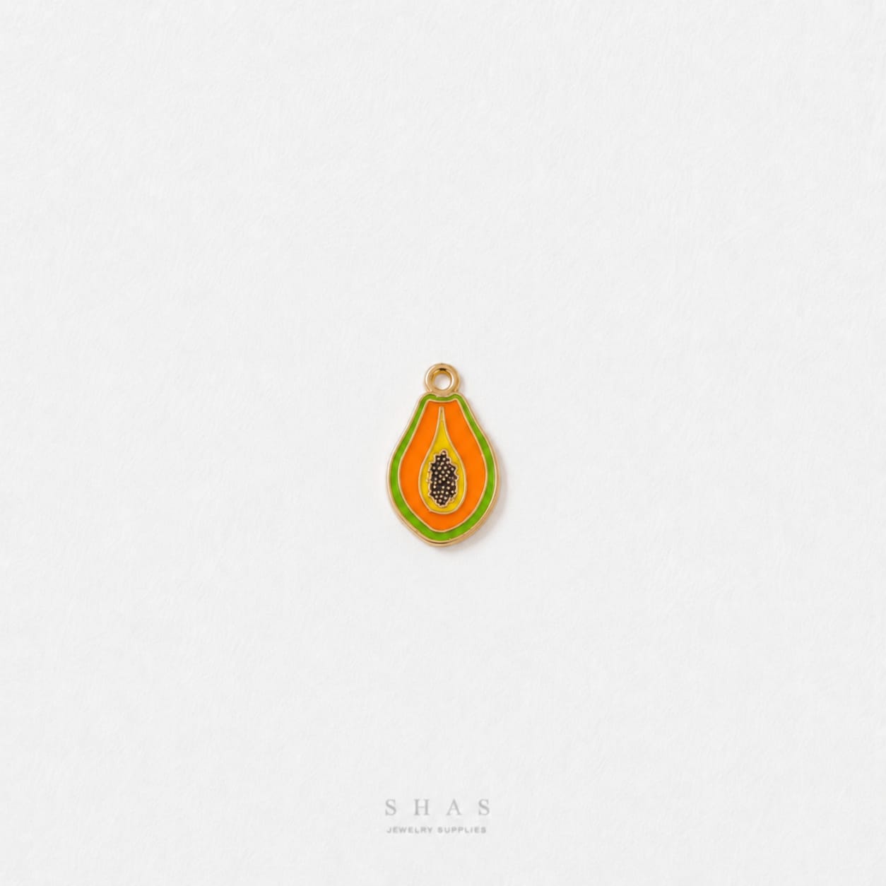 EC04N Papaya Enamel Charm ( 1 pc ) High Quality Shine