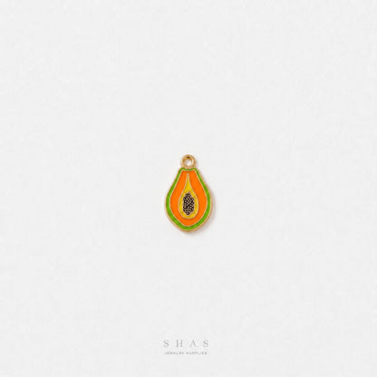 EC04N Papaya Enamel Charm ( 1 pc ) High Quality Shine