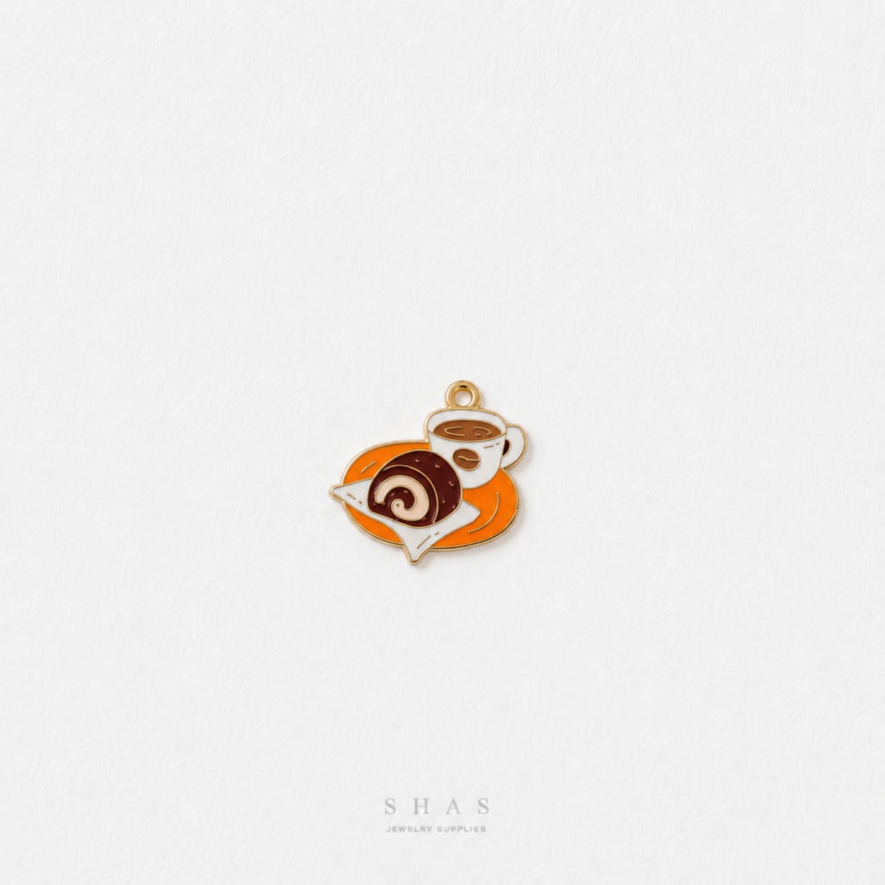 EC04Q Coffee & Cake Enamel Charm ( 1 pc ) High Quality Shine