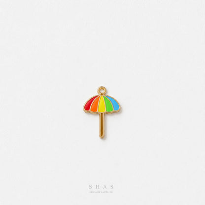EC04T Beach Umbrella Enamel Charm ( 1 pc ) High Quality Shine