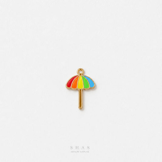 EC04T Beach Umbrella Enamel Charm ( 1 pc ) High Quality Shine