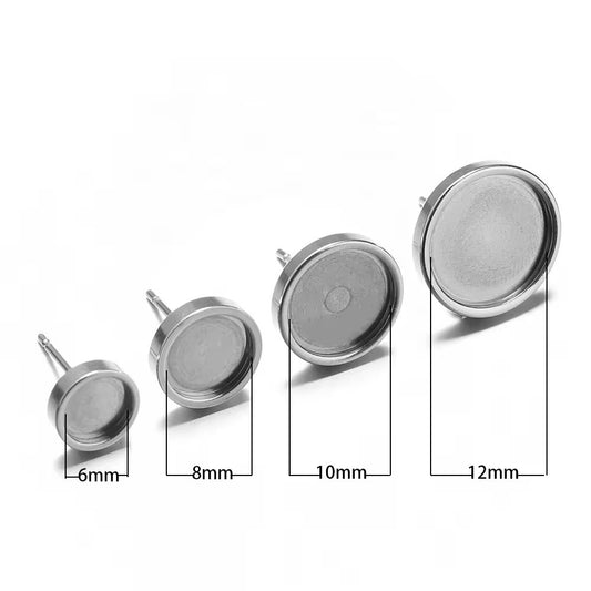 STS43 Chunky Round Stud Silver ( 2 pc ) PVD Plated