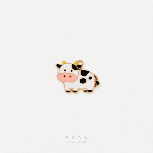 EC04G Kawaii Cow Enamel Charm ( 1 pc ) High Quality Shine