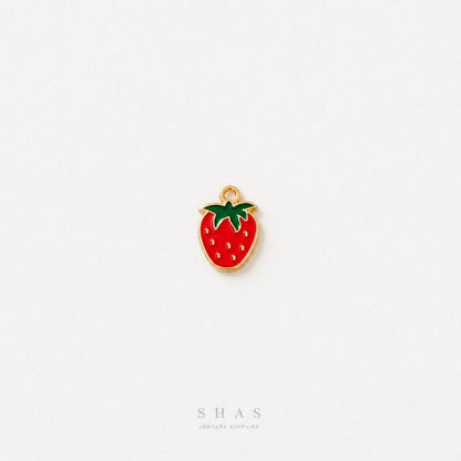 EC04K Strawberry Enamel Charm ( 1 pc ) High Quality Shine
