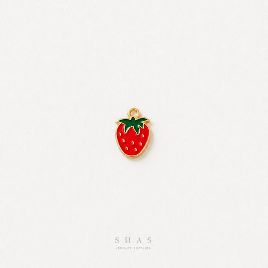 EC04K Strawberry Enamel Charm ( 1 pc ) High Quality Shine