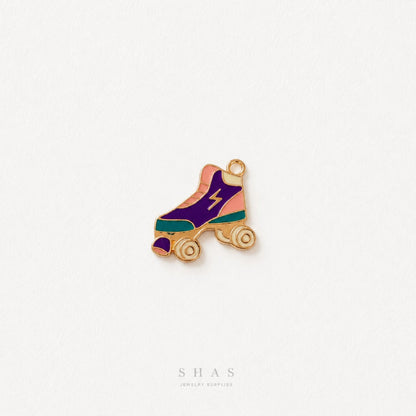 EC04X Purple Roller Skates Enamel Charm ( 1 pc ) High Quality Shine