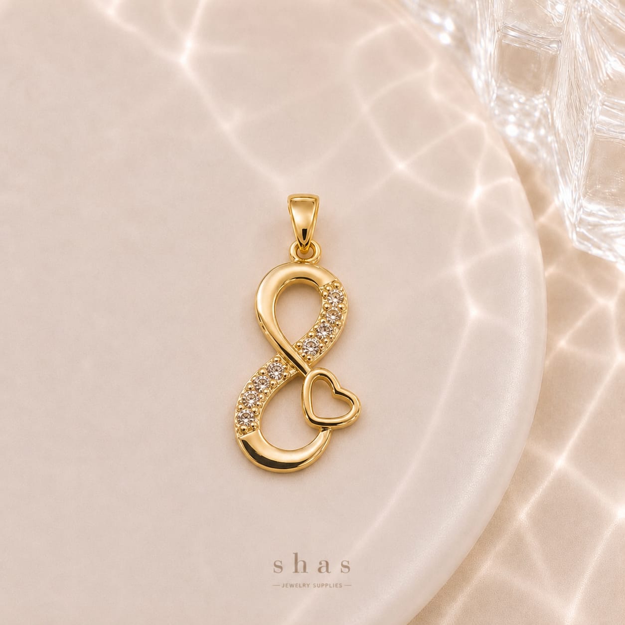 GPC19U Infinity Love Zircon Pendant Charm ( 1 PC ) Premium Plated