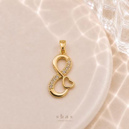 GPC19U Infinity Love Zircon Pendant Charm ( 1 PC ) Premium Plated