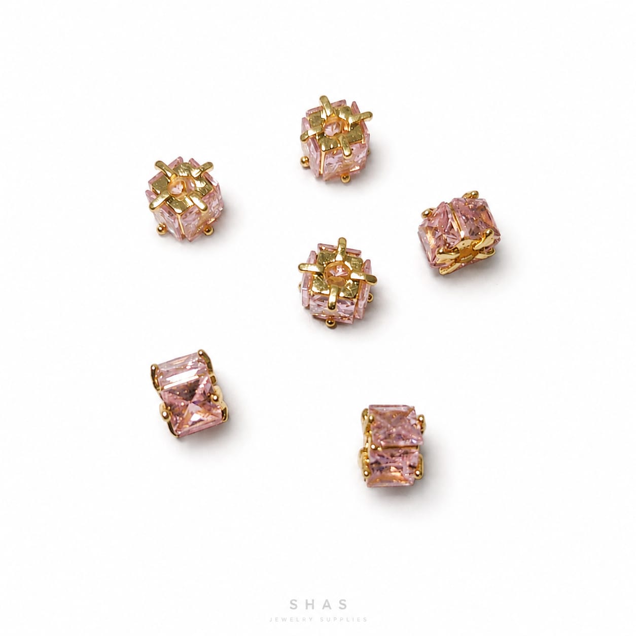 ZSP01E Pink Cubic CZ Spacer Bead ( 1 pc )