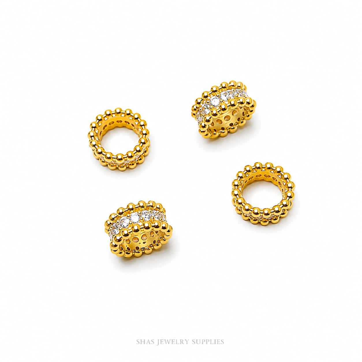 ZSP01G Beaded CZ Spacer Bead ( 1 pc )