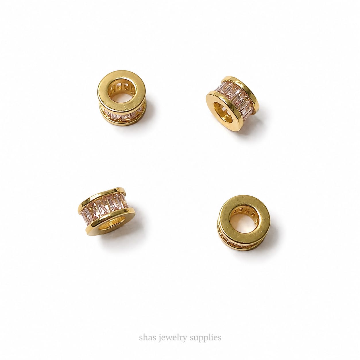 ZSP01N Pink Wheel CZ Spacer Bead ( 1 pc )