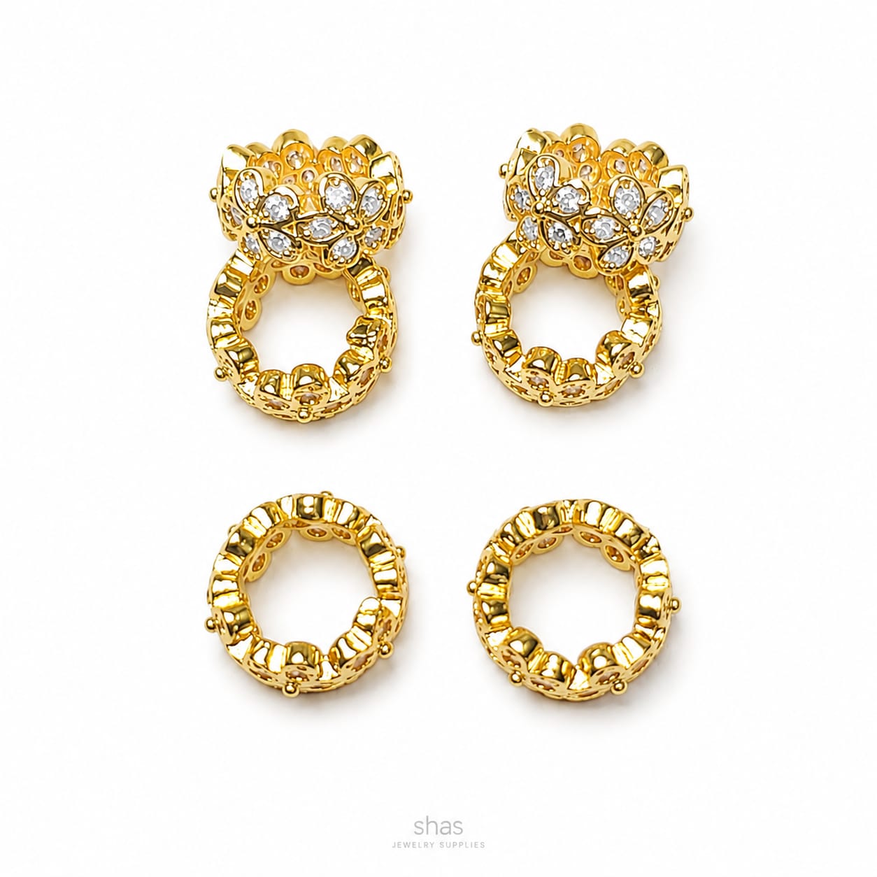 ZSP01R Floral CZ Spacer Bead ( 1 pc )