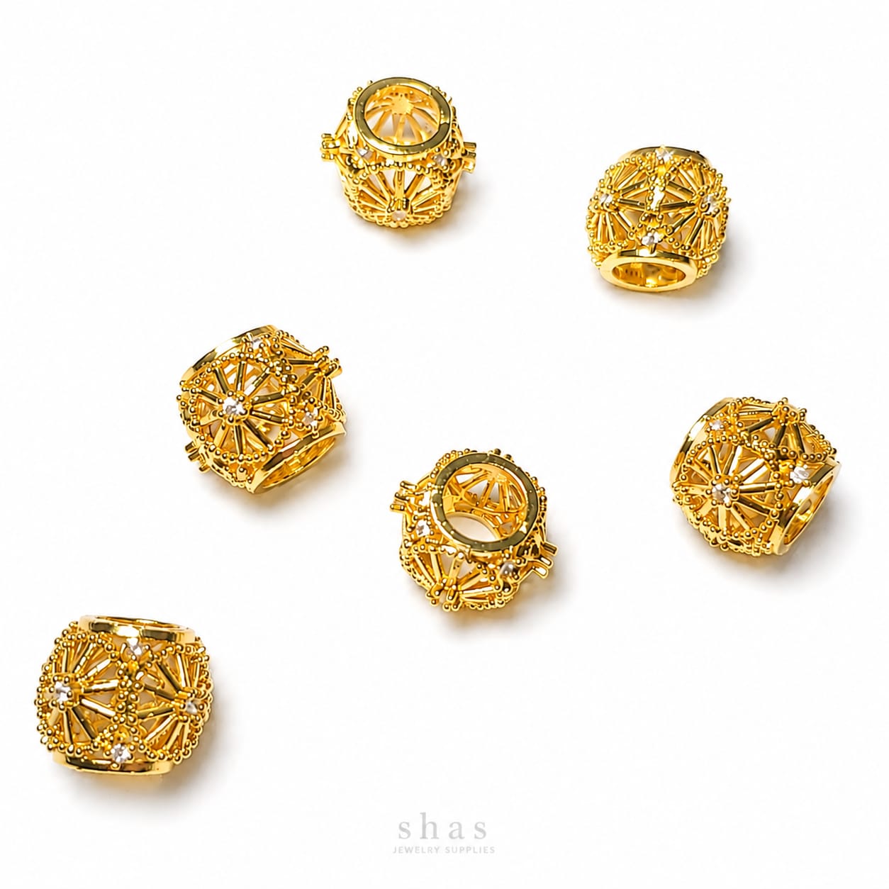 ZSP01Q Hollow Wheel CZ Spacer Bead ( 1 pc )