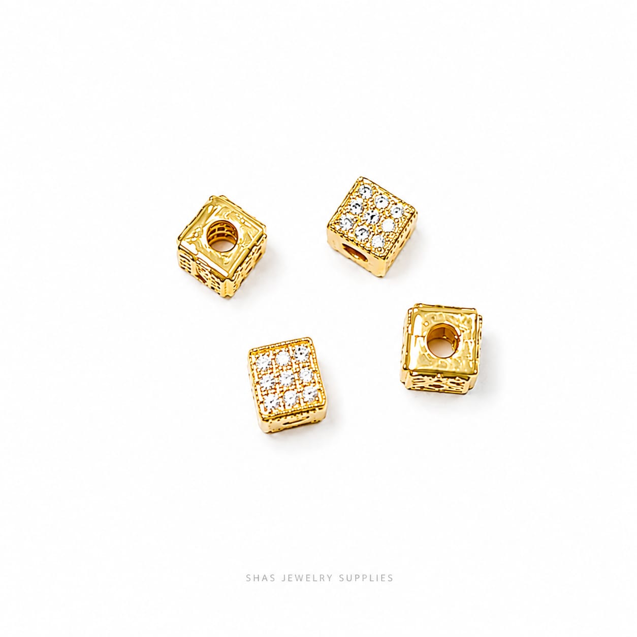 ZSP01M Dainty Square CZ Spacer Bead ( 1 pc )