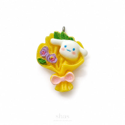 RM03E Cinnamon Dog Bouquet Resin Charm ( 1 PC )