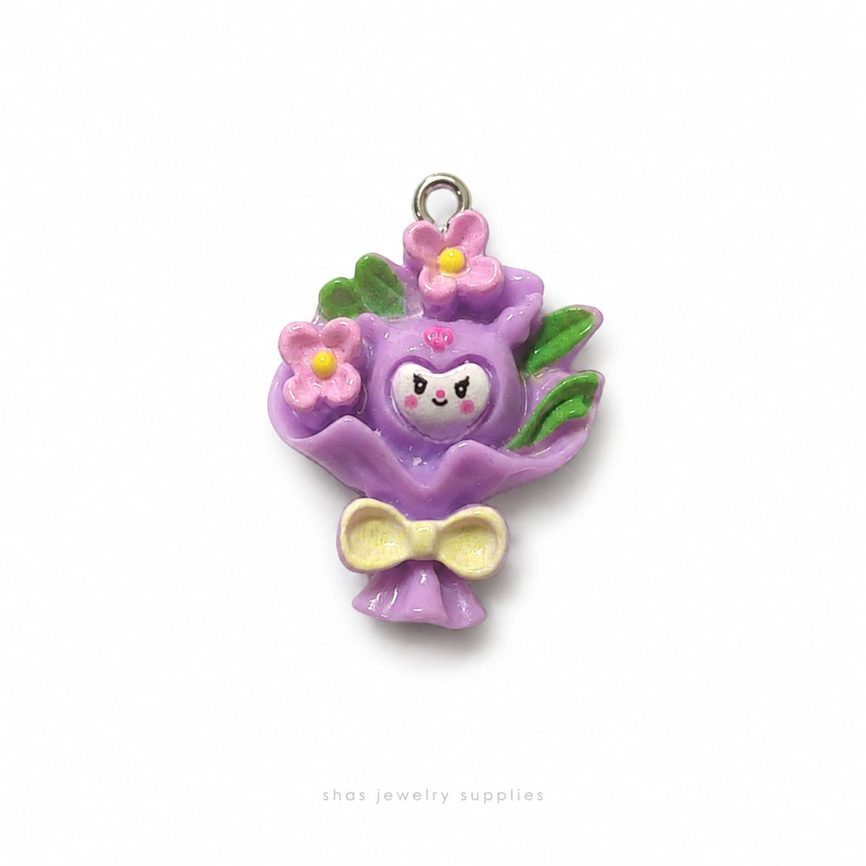 RM04E White Kuromi Bouquet Resin Charm ( 1 PC )