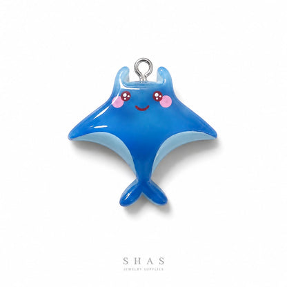 RM03C Kawaii Blue Fish Resin Charm ( 1 PC )