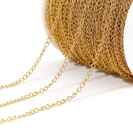 DIYS219 Oval Link Chain ( 1 feet ) 18k Gold PVD