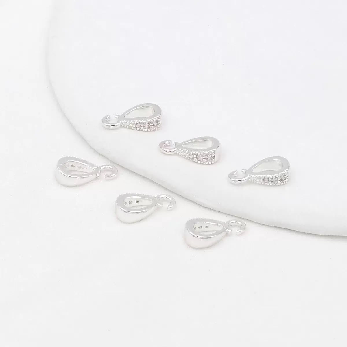 ESB14 Zircon Teardrop with Loop  ( 1 pc ) Silver