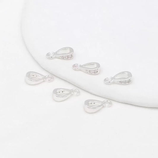 ESB14 Zircon Teardrop with Loop  ( 1 pc ) Silver