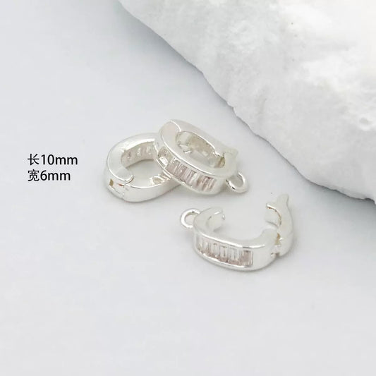 ESB15 Zircon Pendant Clasp with Loop  ( 1 pc ) Silver