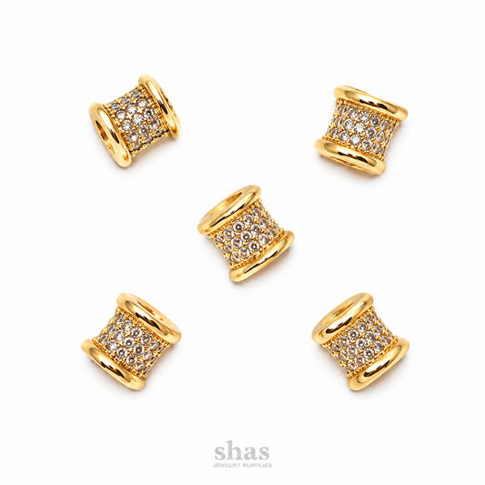 ZSP02K Three Rows With Wheels CZ Spacer Bead ( 1 pc )