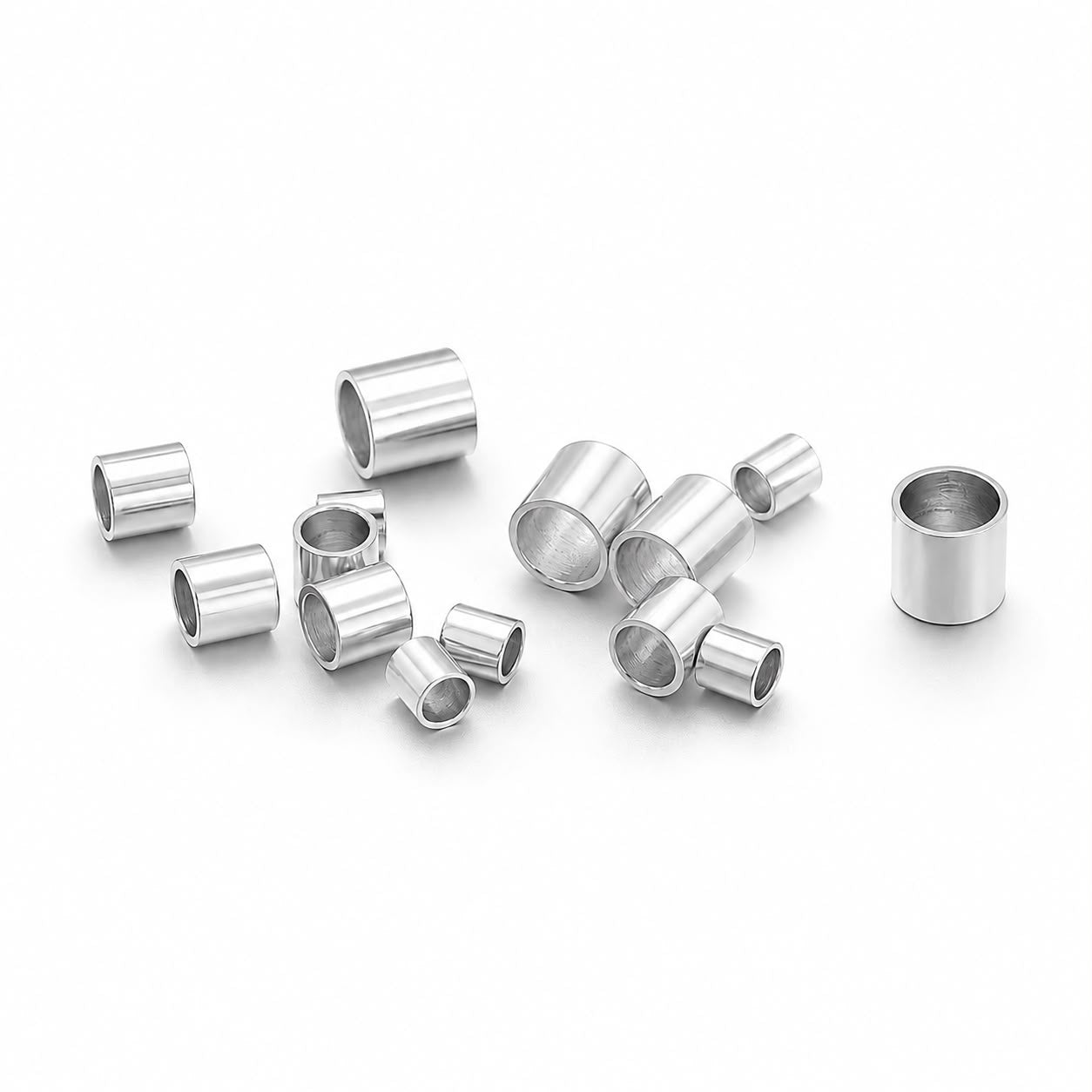 SS 4000 tube crimp bead ( 1 pc ) silver PVD plated