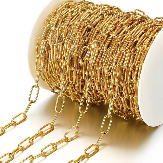 DIYS266 Chunky Paperclip Chain Gold ( 1 feet ) PVD Plated