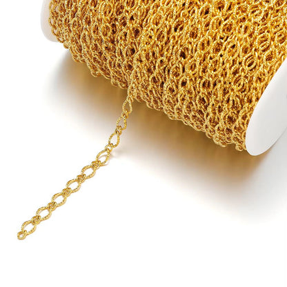 DIYS264 Oval Embossed Loop Chain Gold ( 1 feet ) PVD Plated