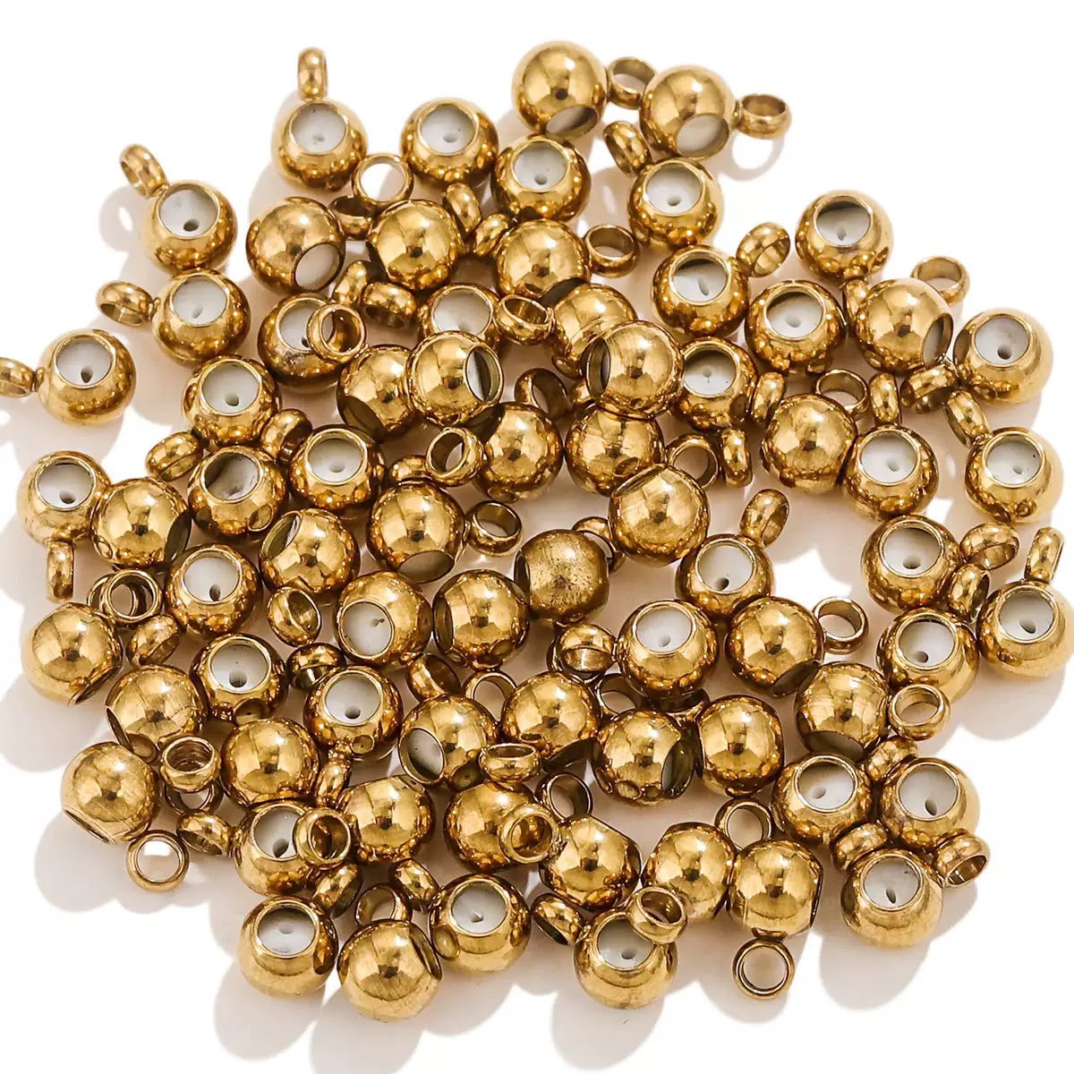 ES01 Round Silicone Positioning Bead 18k Gold ( 1 pc ) PVD Plated