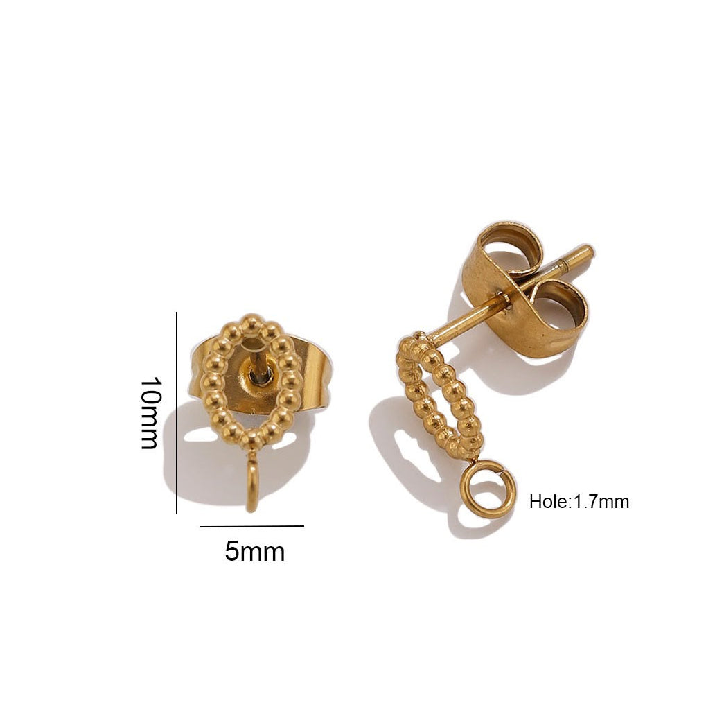STS71 Oval Hollow Stud 18k Gold  ( 1 pair ) PVD Plated