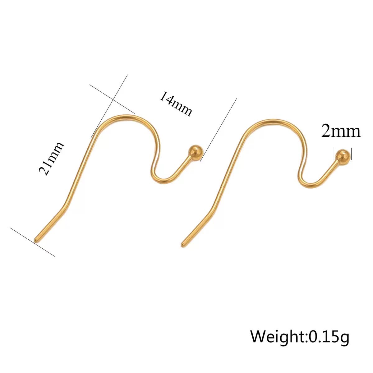 STS82 Ball Hook 18k Gold ( 1 pair ) PVD Plated