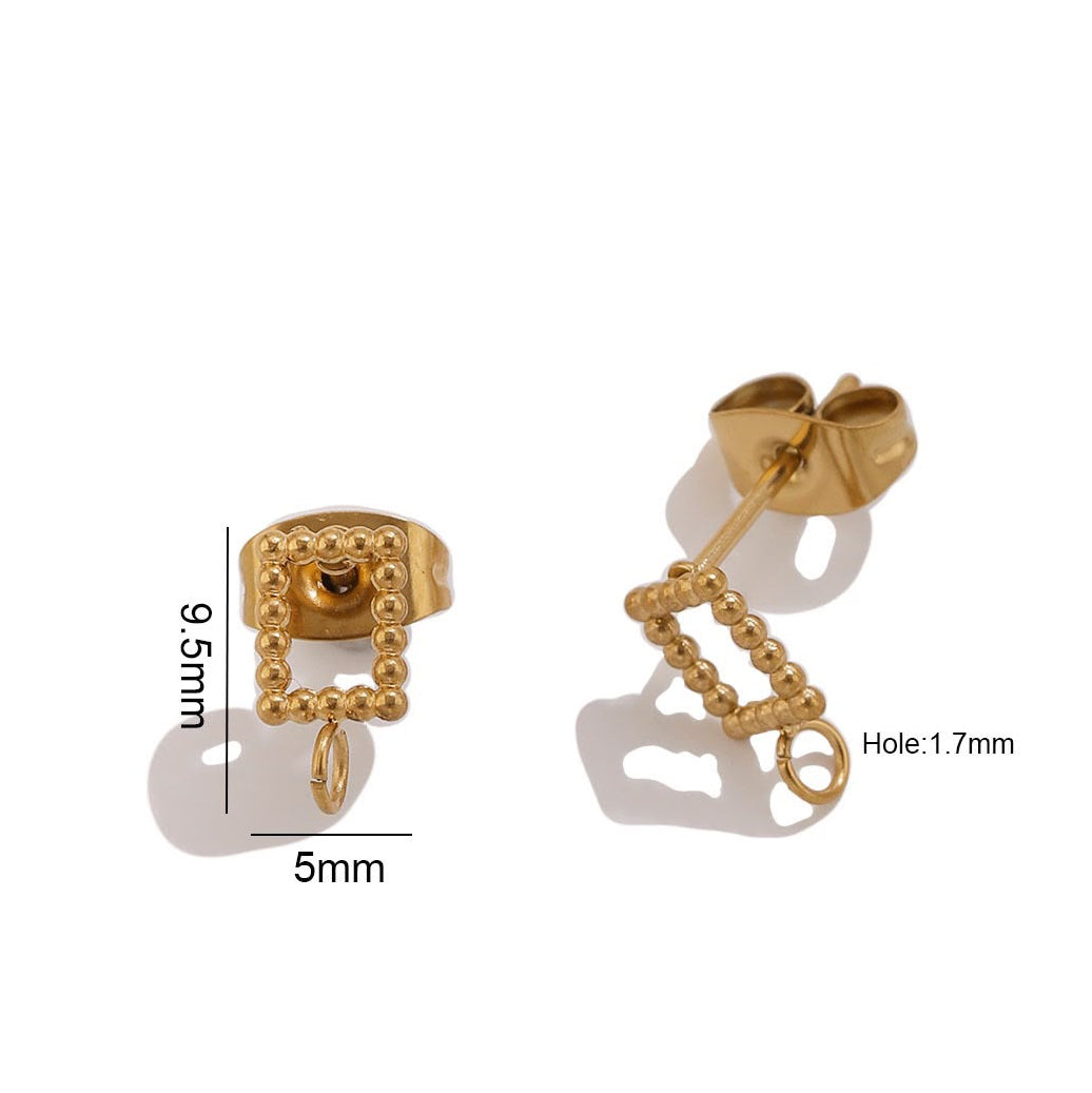 STS73 Square Hollow Stud 18k Gold  ( 1 pair ) PVD Plated