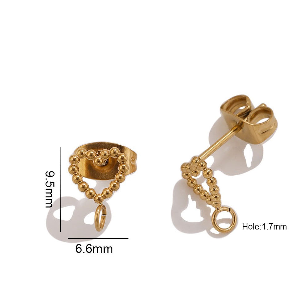 STS75 Heart Hollow Stud 18k Gold  ( 1 pair ) PVD Plated