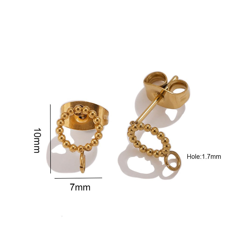 STS76 Round Hollow Stud 18k Gold  ( 1 pair ) PVD Plated