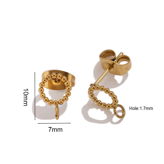 STS76 Round Hollow Stud 18k Gold  ( 1 pair ) PVD Plated