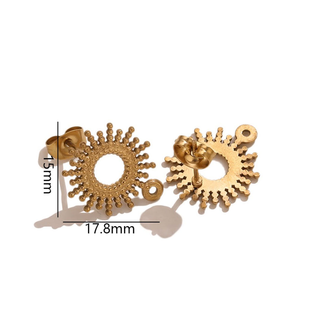 STS65 Sunburst Stud 18k Gold ( 1 pair ) PVD Plated