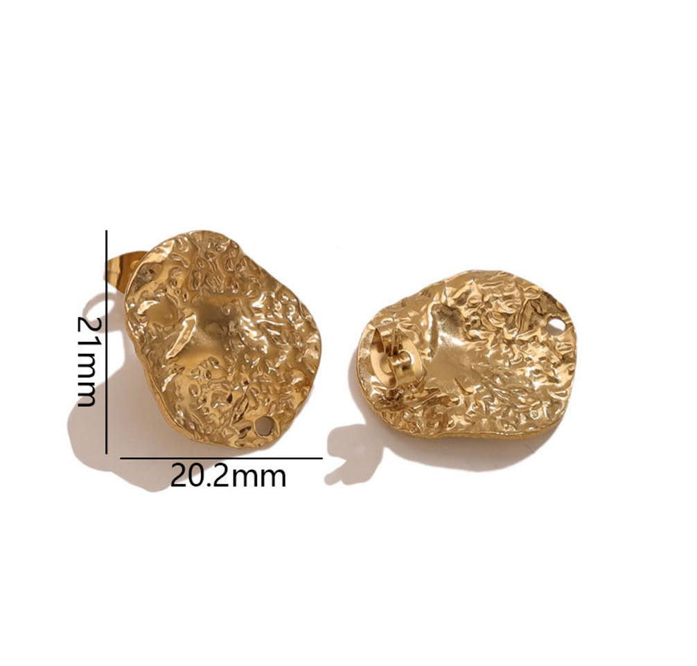 STS61 Irregular Textured Stud 18k Gold ( 1 pair ) PVD Plated