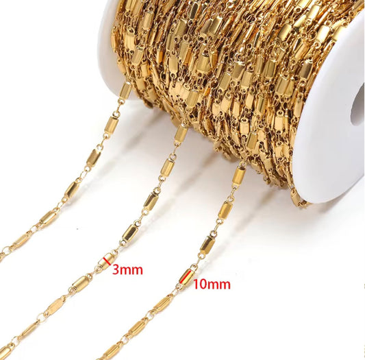 DIYS311 Rectangular Link chain 18k Gold ( 1 feet )  PVD Plated