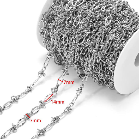 DIYS318 Large Lip knot chain Silver ( 1 feet )  PVD Plated