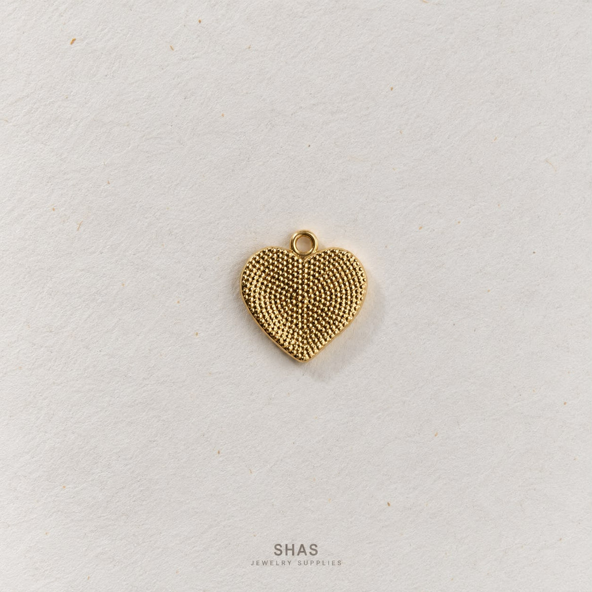 AC06J Textured Heart Gold Plated Charms ( 1 pc ) High Quality Alloy