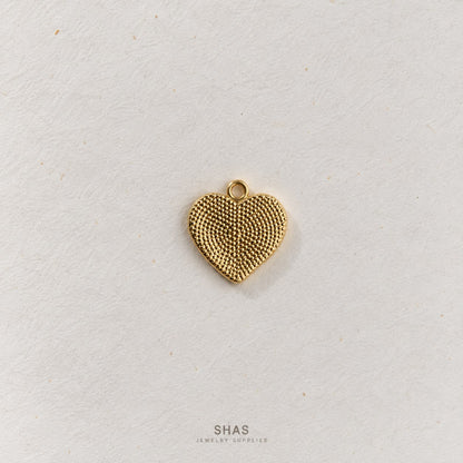 AC06J Textured Heart Gold Plated Charms ( 1 pc ) High Quality Alloy